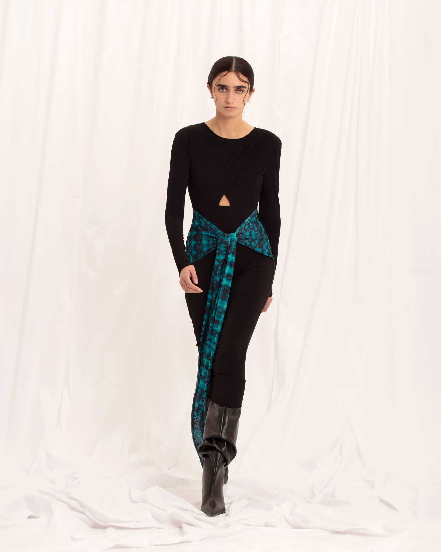 ENTREGA INMEDIATA Vestido Rosette Piton Print Turquoise & Black