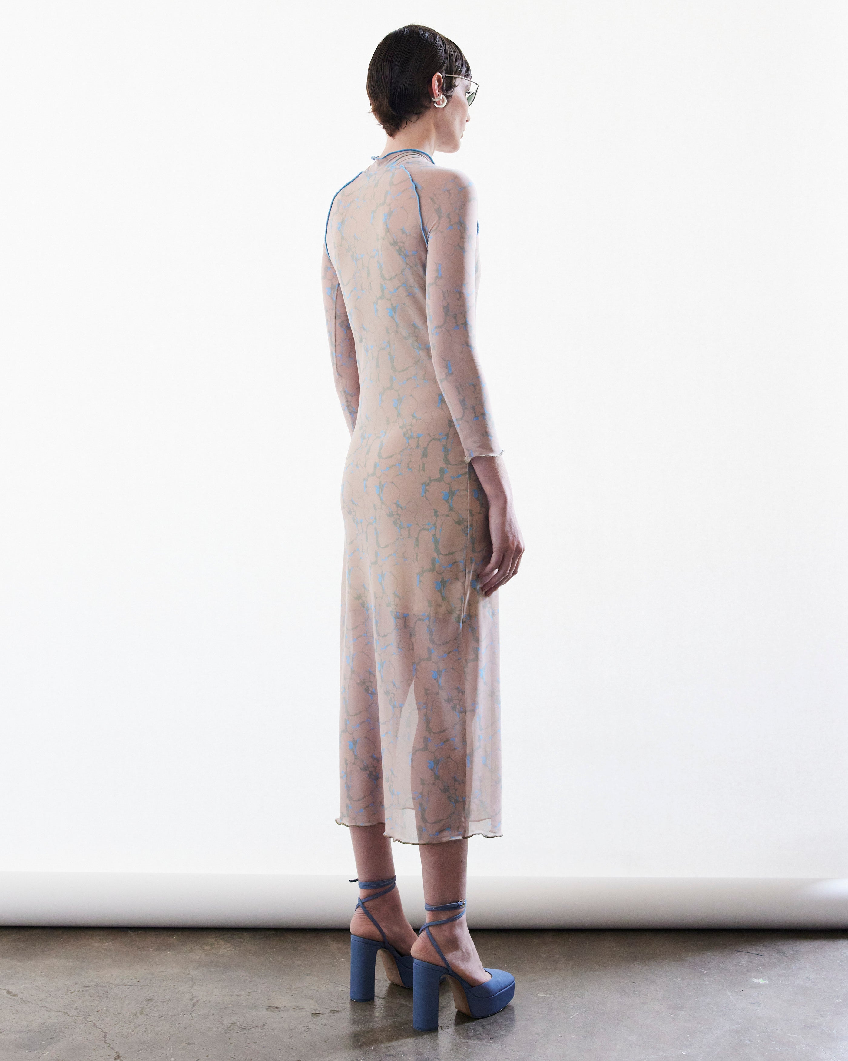 Vestido Waikato Light Blue & Light Green Print