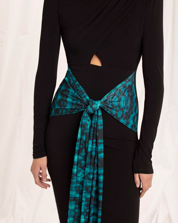 ENTREGA INMEDIATA  Vestido Rosette Piton Print Turquoise & Black